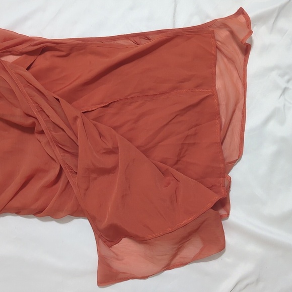 ASOS DESIGN corset lace chiffon mix panelled milkmaid midi dress, Color Rust Sz0 - Picture 8 of 16